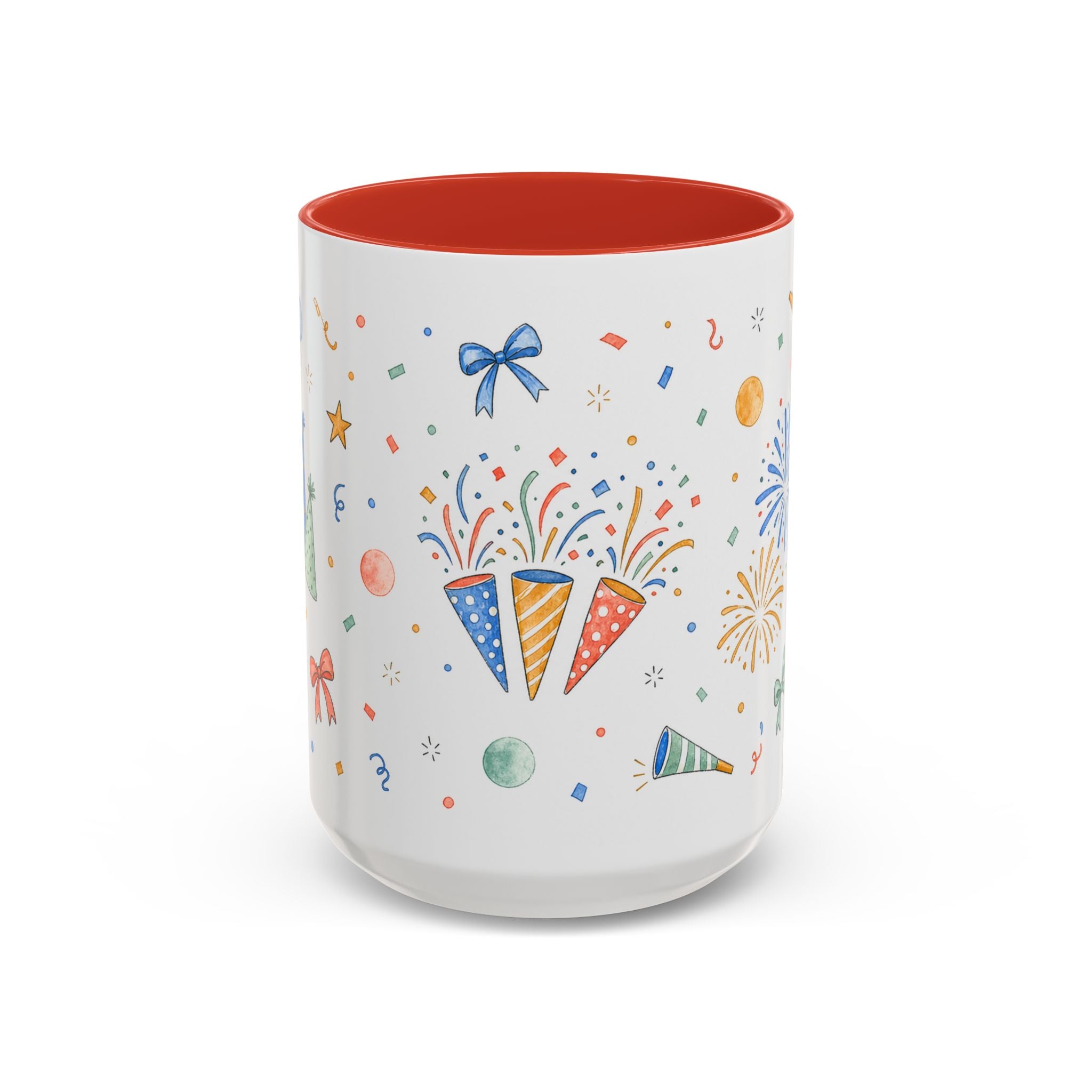 New Year Confetti Mug | Party Popper Watercolor Celebration Gift | Accent Cup 11oz 15oz