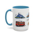 Cleveland Illustrated Travel Mug | City Souvenir Accent Coffee Mug | 11oz 15oz Ceramic Cup