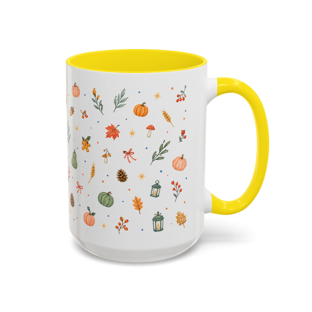 Thanksgiving Mug | Watercolor Autumn Harvest Gift | Pumpkin Leaf Accent Coffee Cup 11oz 15oz