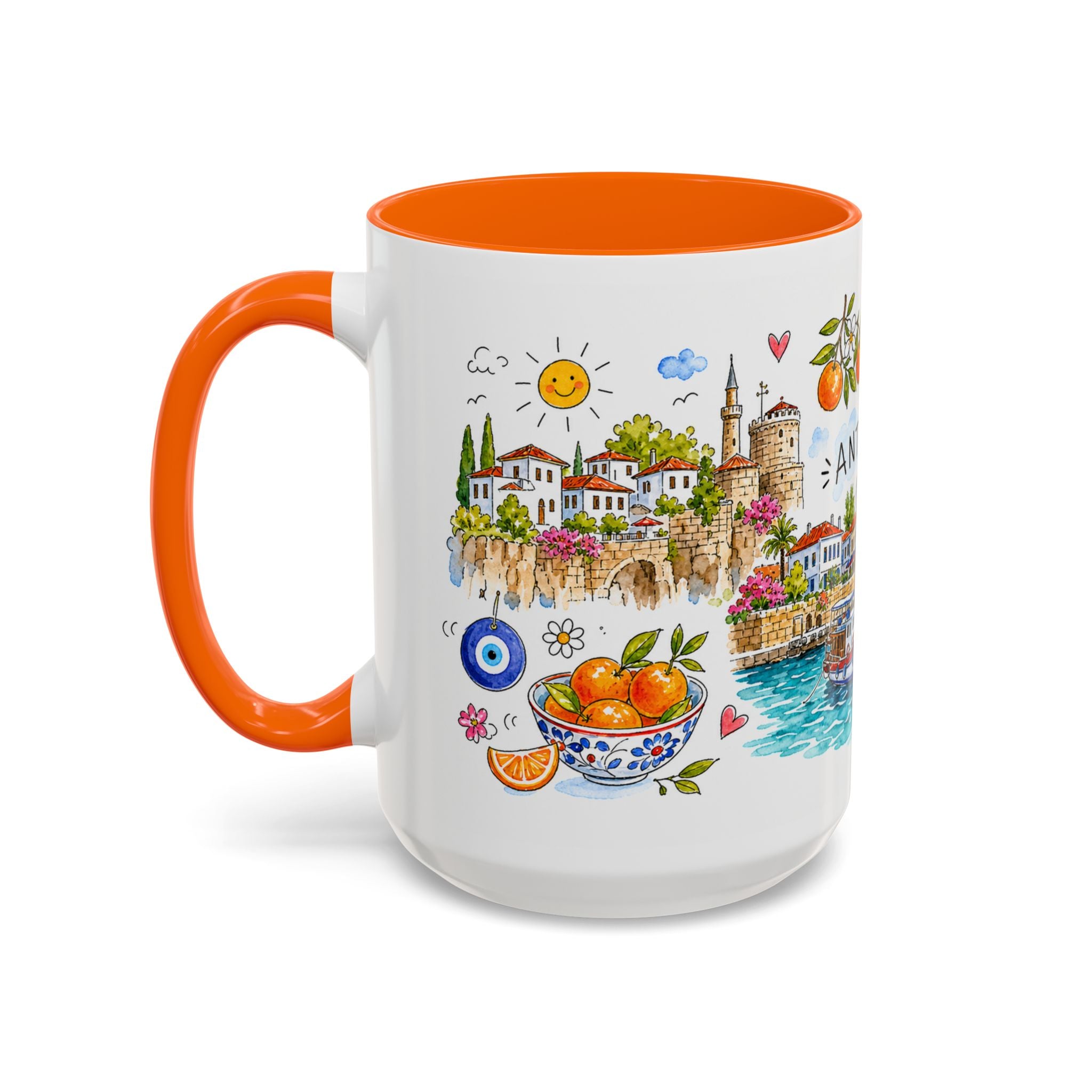 Antalya Travel Mug | European City Souvenir Accent Coffee Mug | 11oz 15oz Ceramic Cup