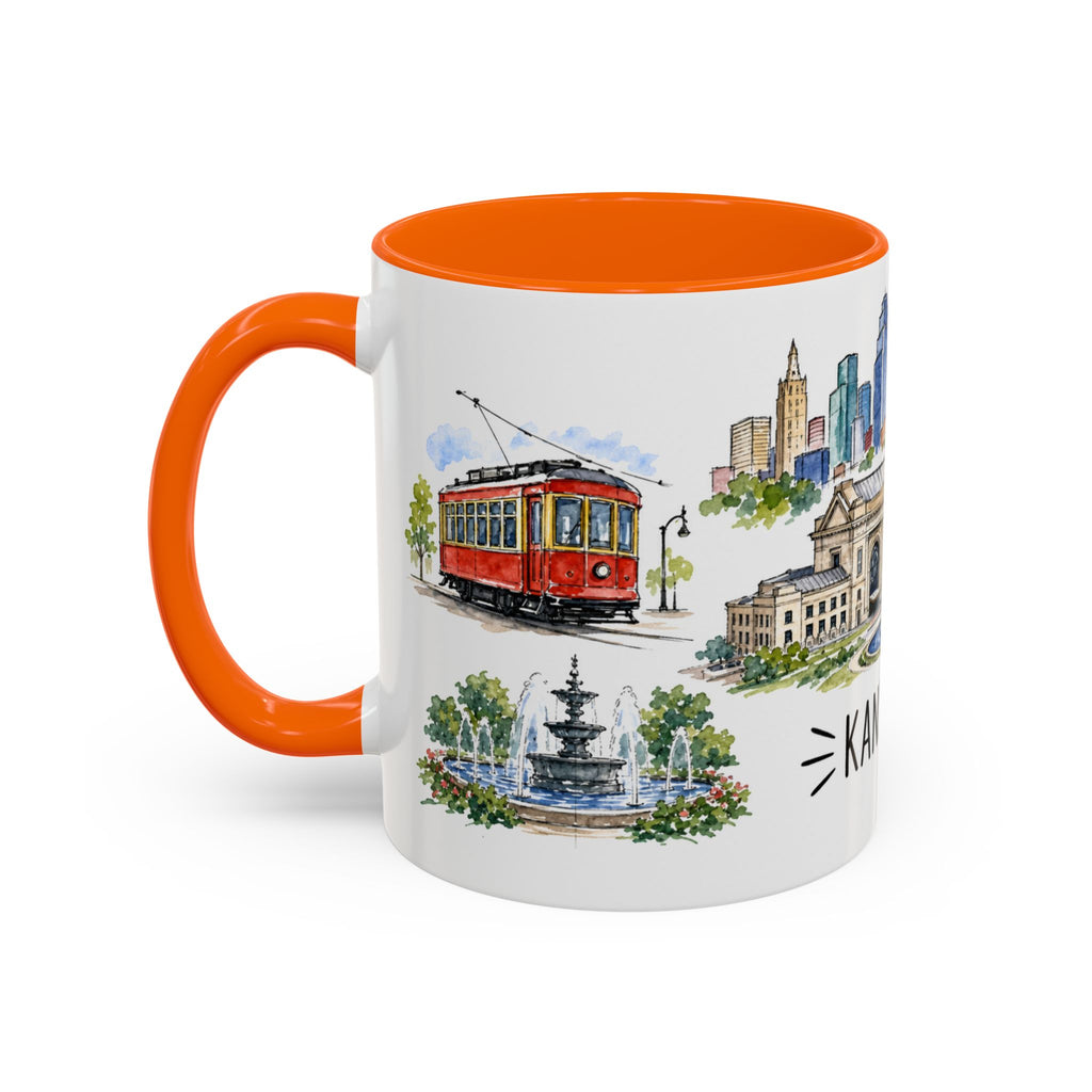 Kansas City Illustrated Travel Mug | City Souvenir Accent Coffee Mug | 11oz 15oz Ceramic Cup