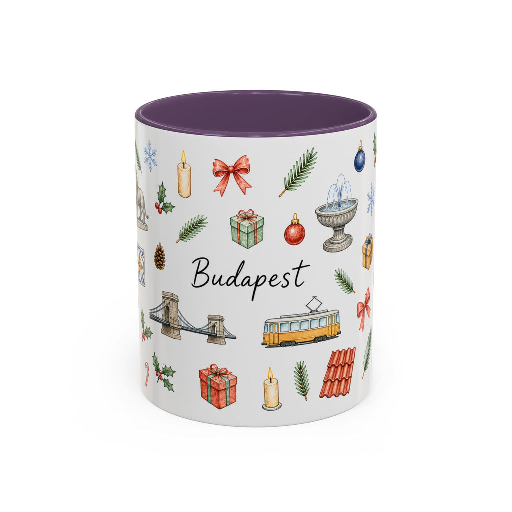 Budapest Christmas Mug | Watercolor City Souvenir | Ceramic Coffee Cup (11oz 15oz)