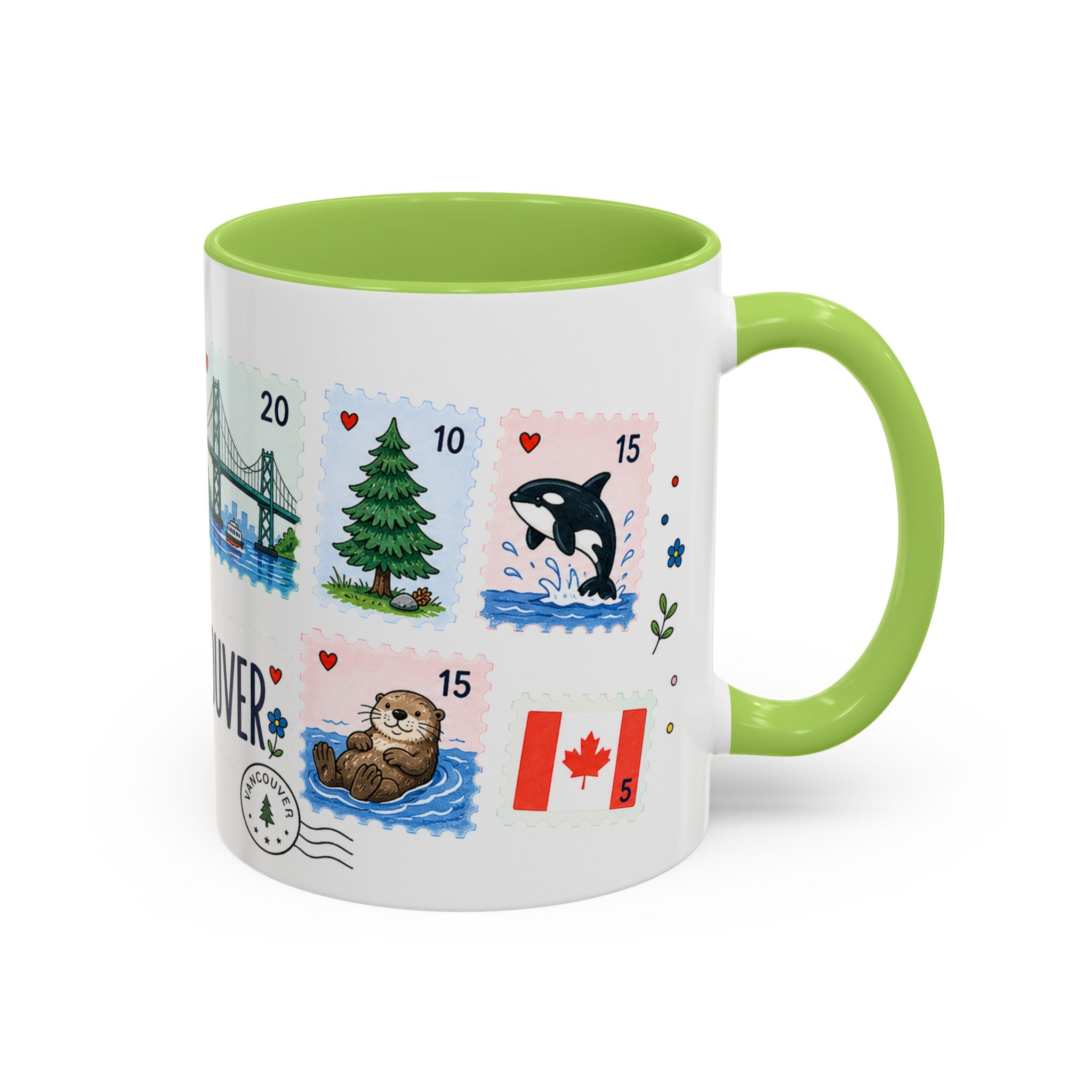 Vancouver Coffee Mug | Postage Stamp Collage Mug | Travel Souvenir Accent Cup 11oz 15oz