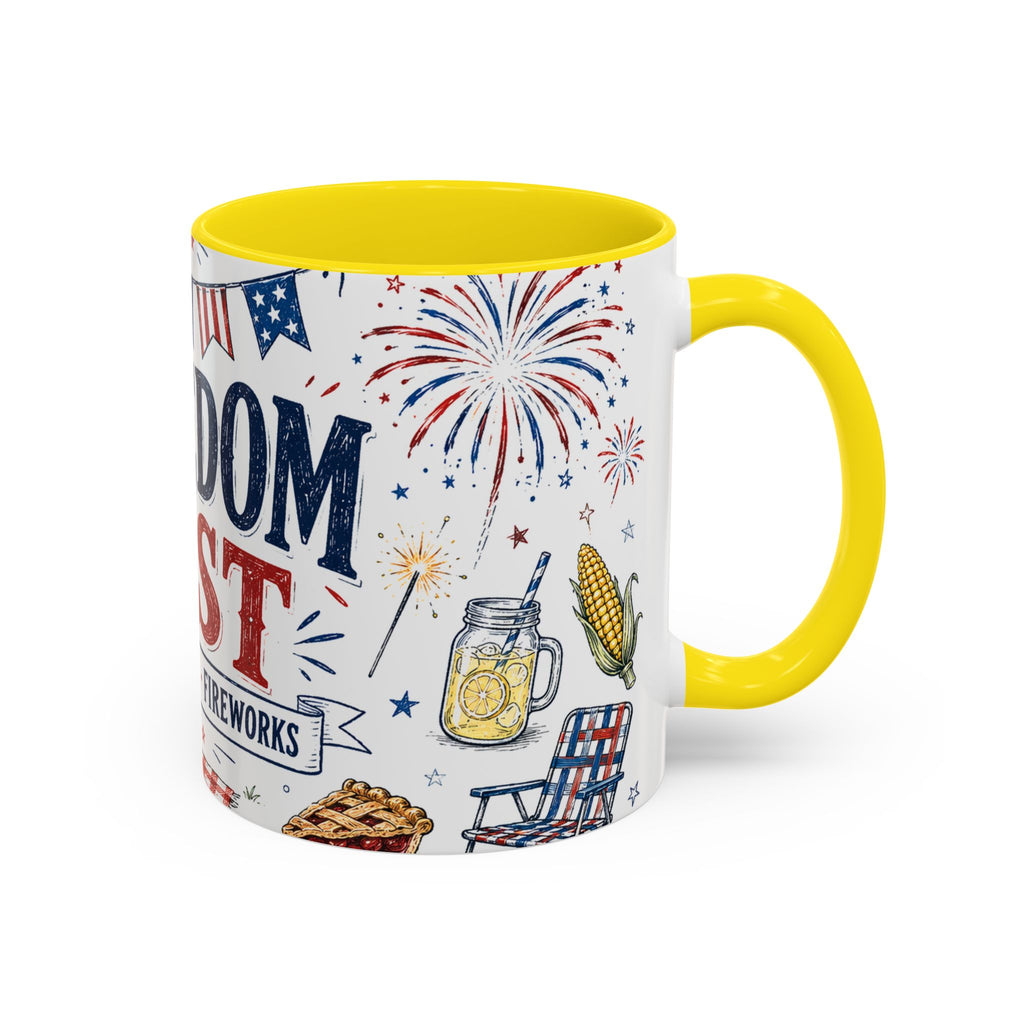 Freedom Fest Coffee Mug | Grill Chill Fireworks 4th of July | Accent Color Ceramic 11oz 15oz