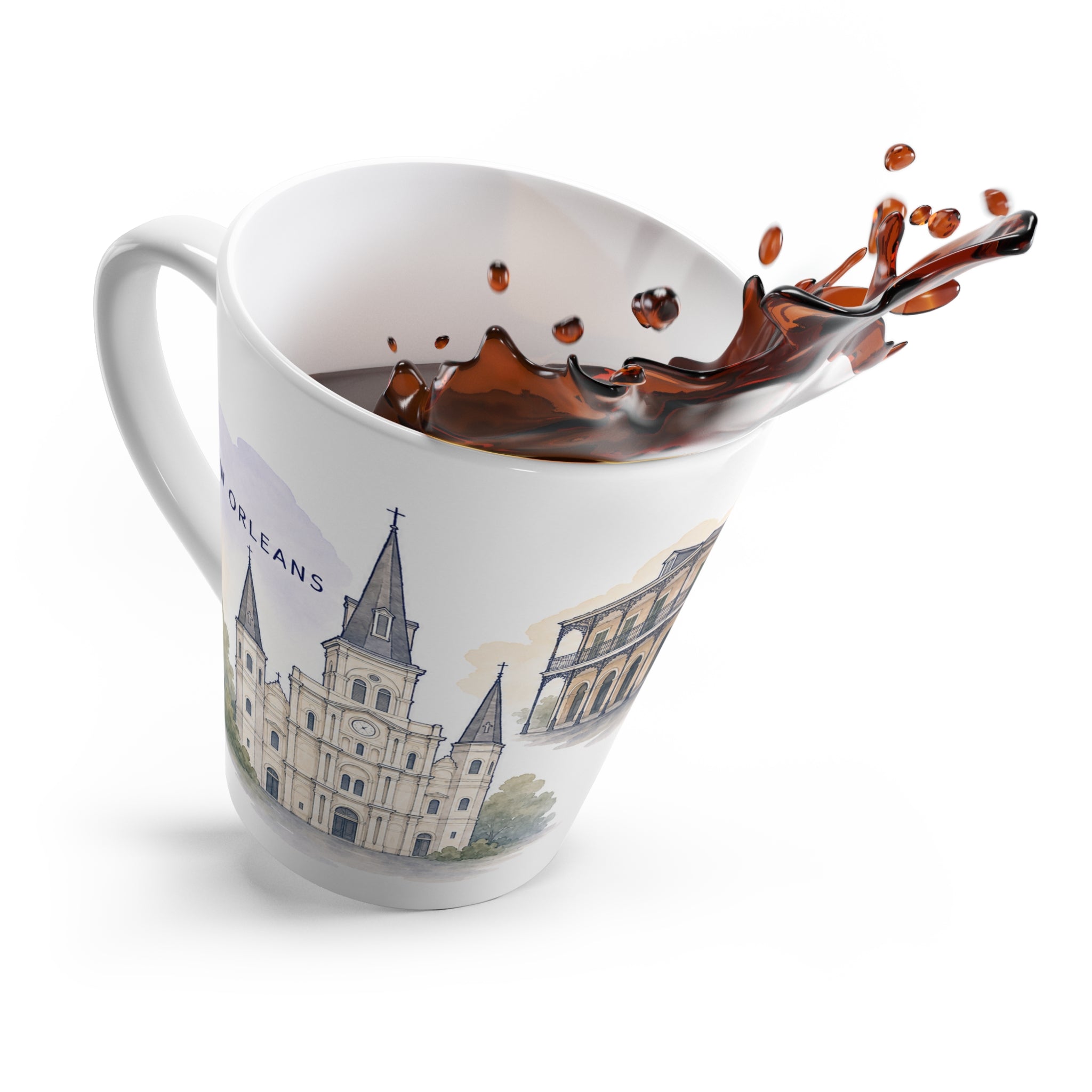 New Orleans Latte Mug | Watercolor City Travel Mug | 12 oz Ceramic Souvenir Gift