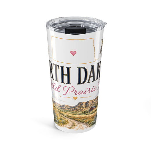 North Dakota State Flower 20oz Tumbler | Wild Prairie Rose Botanical State Flower Gift | Insulated Stainless Steel Travel Cup
