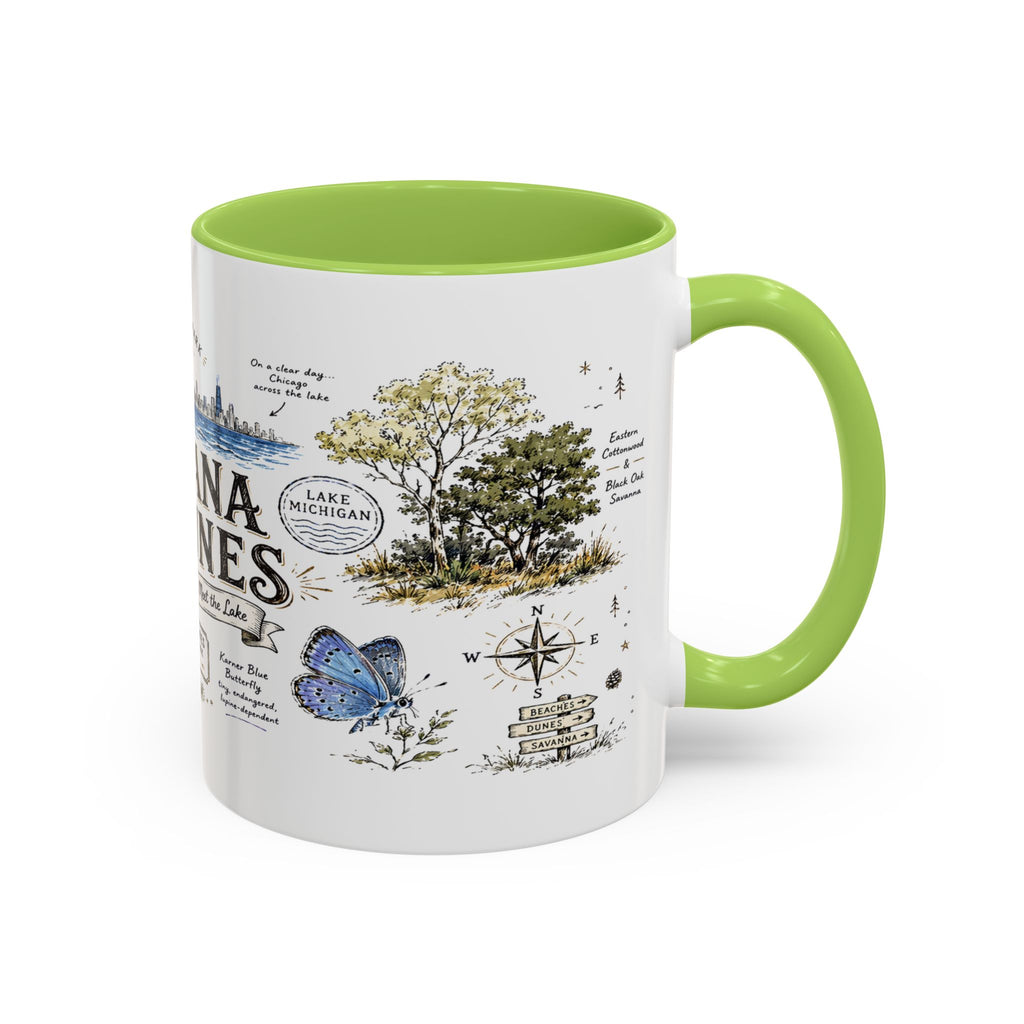 Indiana Dunes National Park Coffee Mug | Indiana Lake Michigan Beach Gift | Accent Color Ceramic 11oz 15oz