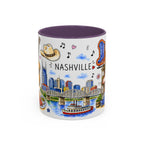 Nashville Illustrated Travel Mug | City Souvenir Accent Coffee Mug | 11oz 15oz Ceramic Cup