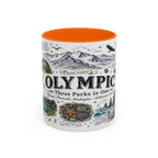 Olympic Coffee Mug | National Park Hiking Rainforest Gift | Accent Color Ceramic 11oz 15oz