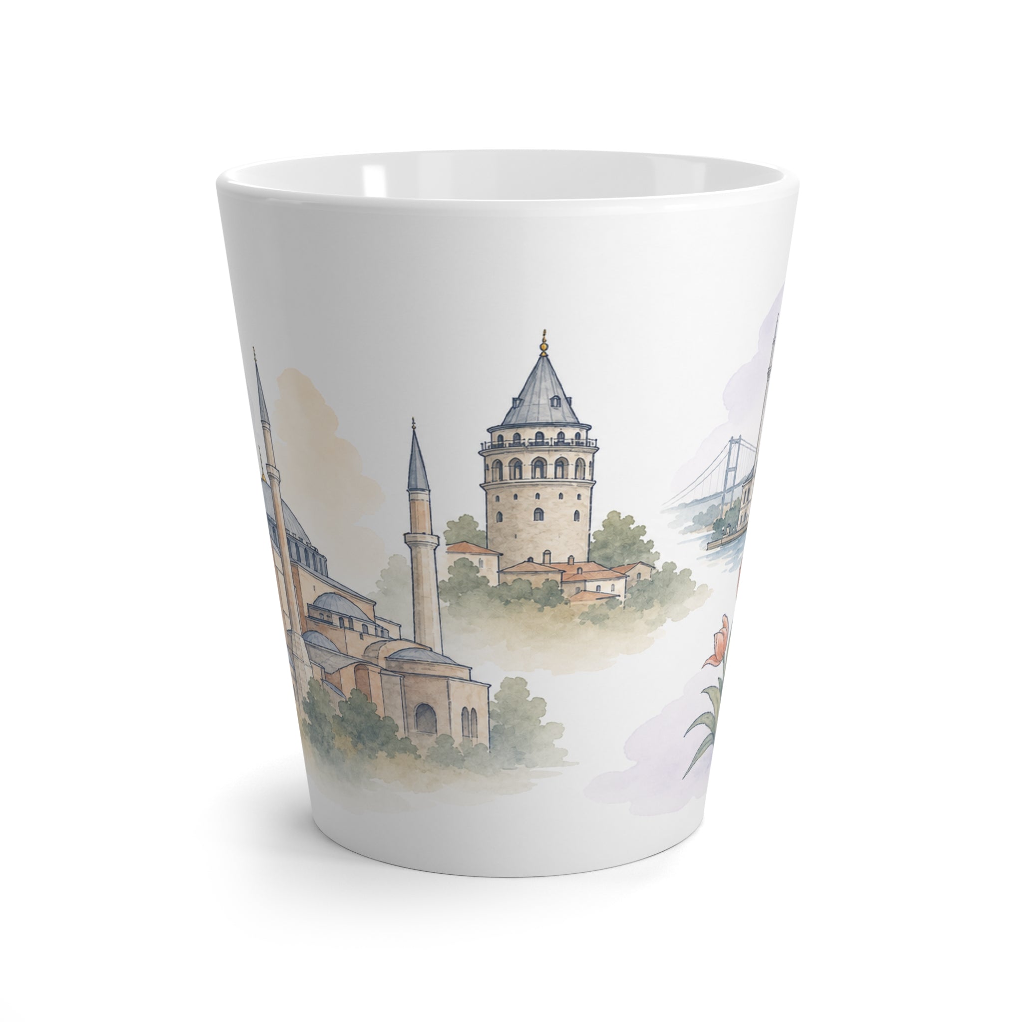 Istanbul Latte Mug | Watercolor City Travel Mug | 12 oz Ceramic Souvenir Gift
