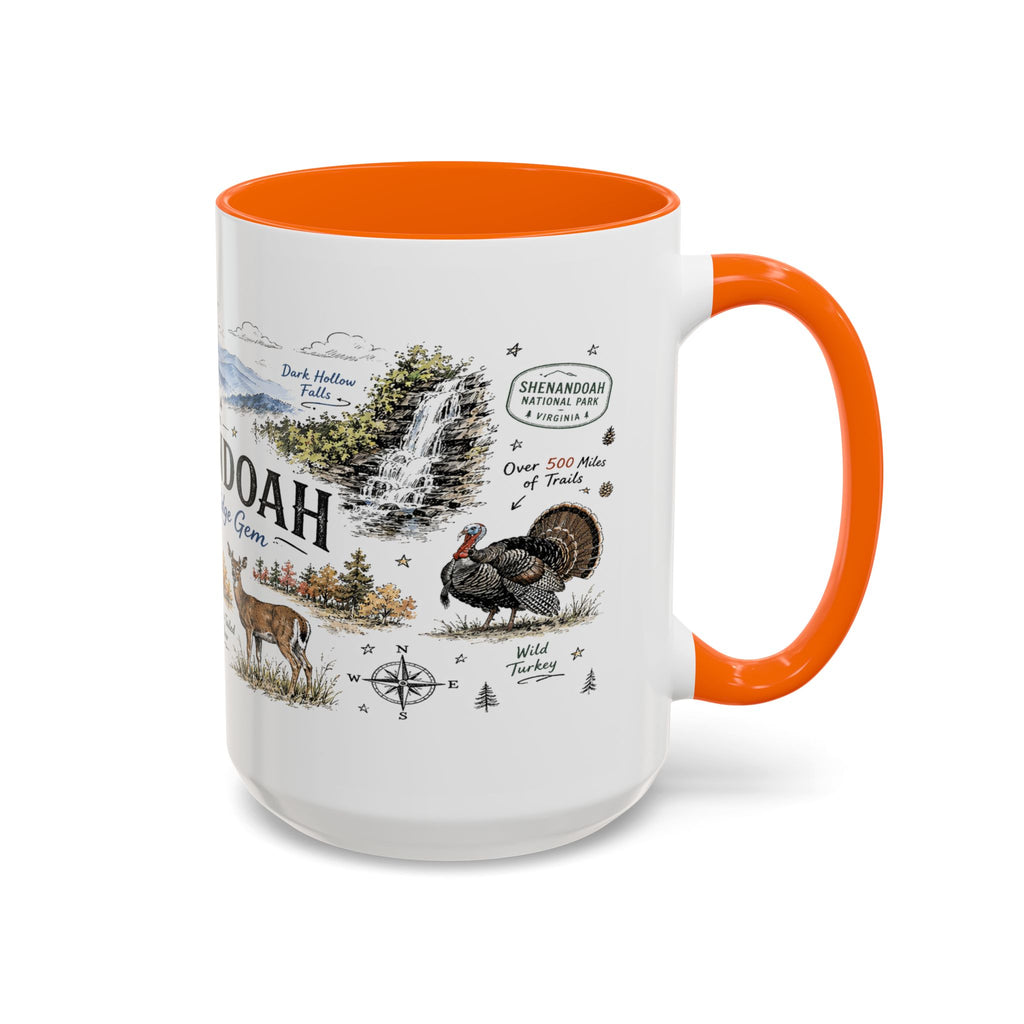 Shenandoah National Park Coffee Mug | Virginia Blue Ridge Hiking Autumn Gift | Accent Color Ceramic 11oz 15oz