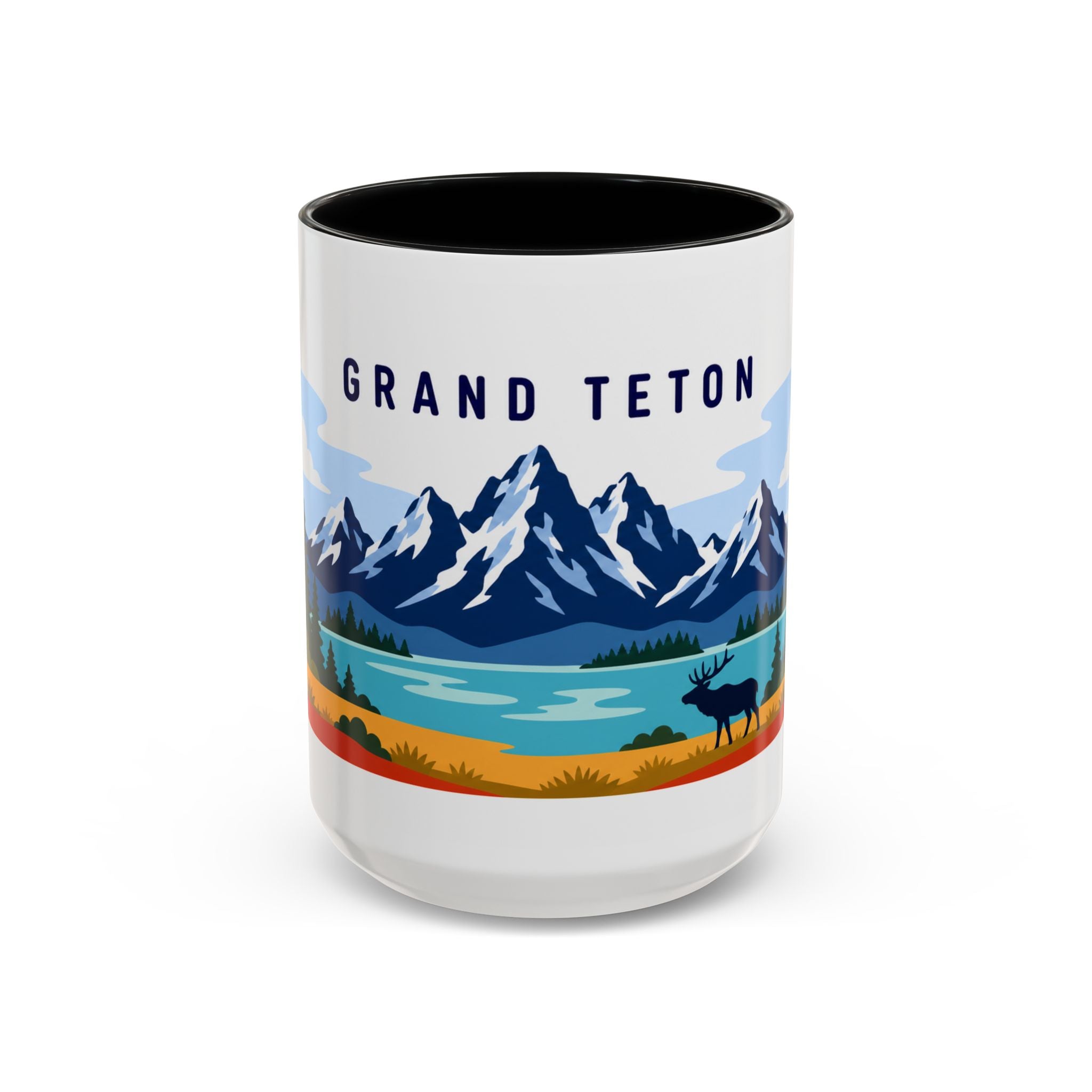 Grand Teton Coffee Mug | Travel Destination Souvenir Gift | Accent Color Ceramic 11oz 15oz