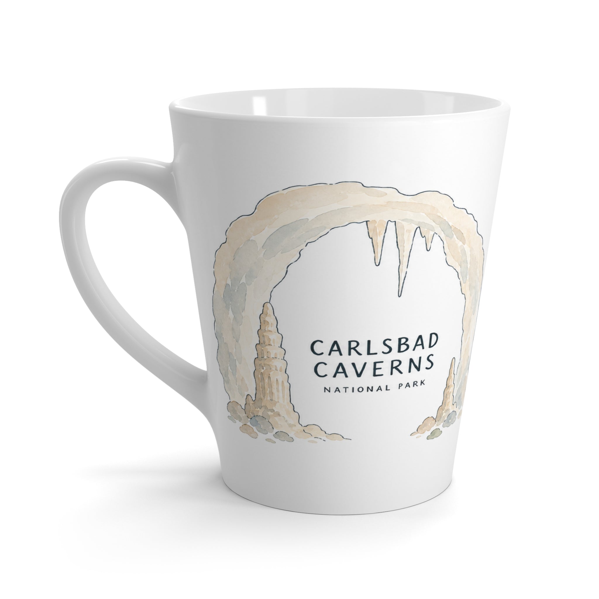 Carlsbad Caverns National Park Latte Mug | Pastel Watercolor Nature Coffee Cup | 12 oz Travel Souvenir Gift