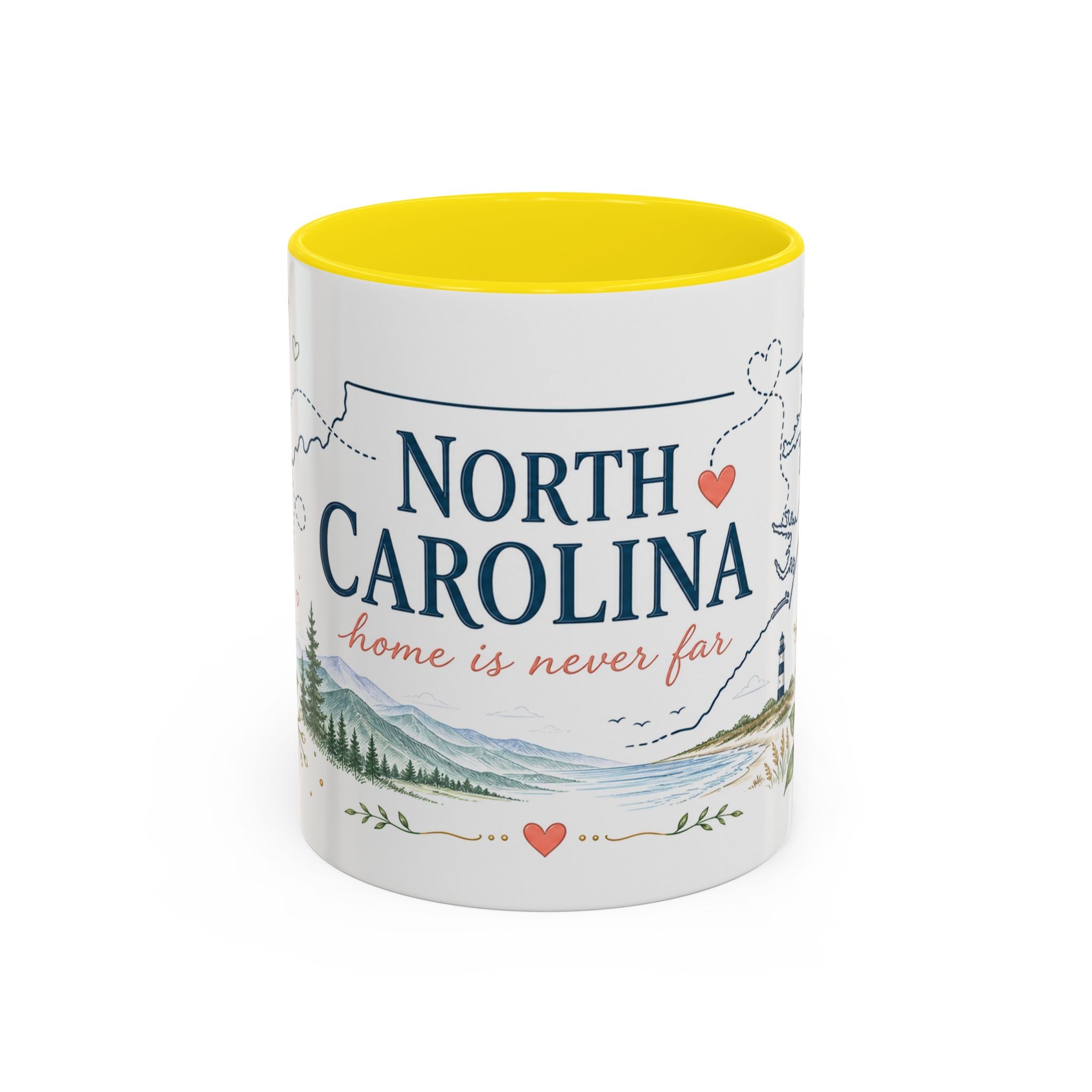 North Carolina State Map Mug | Moving Away, Homesick Gift | Botanical Accent Coffee Cup