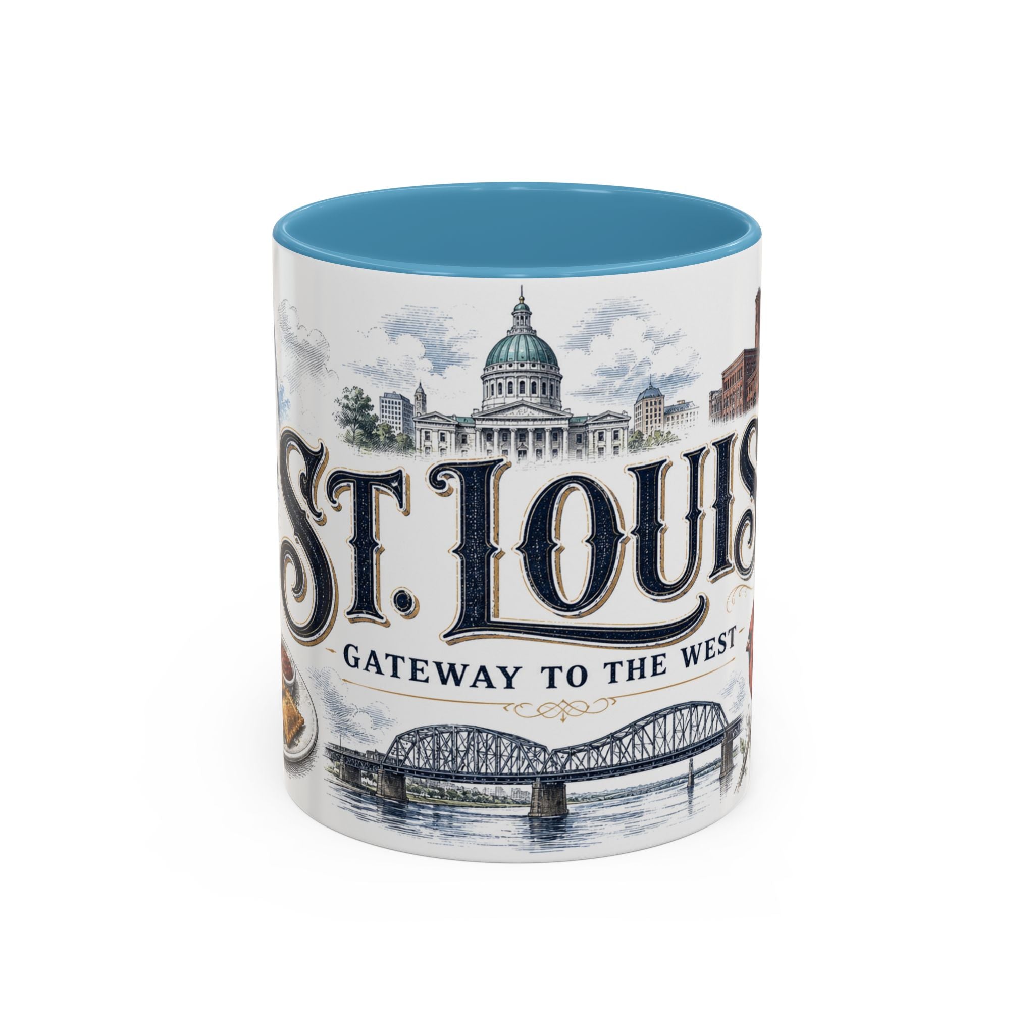 St Louis Coffee Mug | United States Travel Souvenir | Vintage Illustrated City Gift | 11 oz 15 oz Accent Mug
