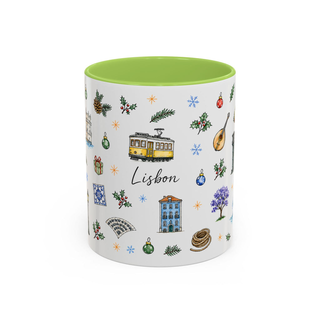 Lisbon Christmas Mug | Watercolor City Souvenir | Ceramic Coffee Cup 11oz 15oz