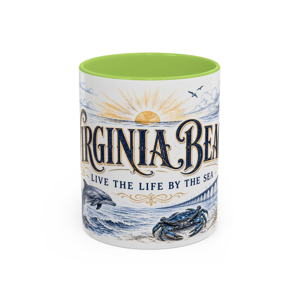Virginia Beach Coffee Mug | United States Travel Souvenir | Vintage Illustrated City Gift | 11 oz 15 oz Accent Mug