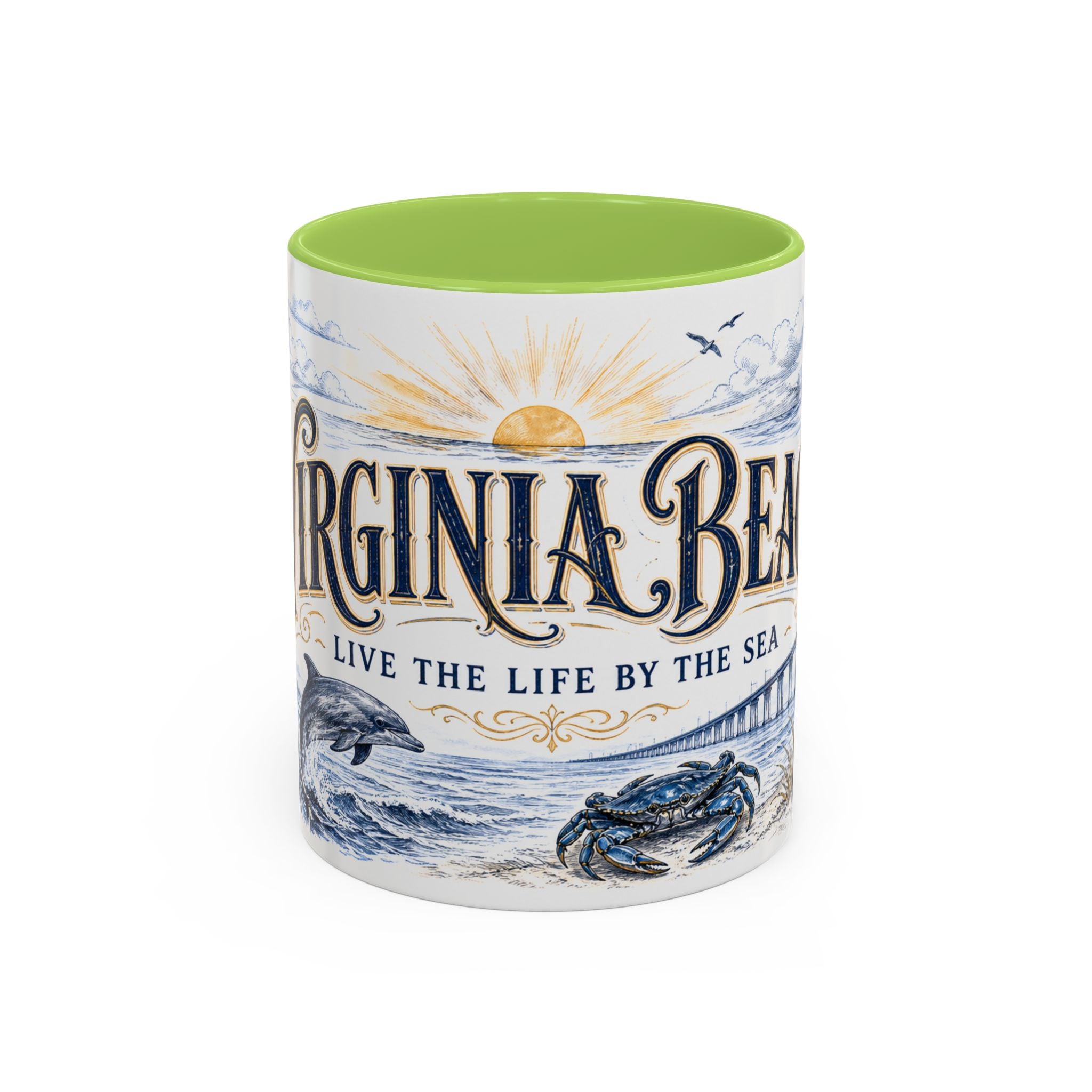 Virginia Beach Coffee Mug | United States Travel Souvenir | Vintage Illustrated City Gift | 11 oz 15 oz Accent Mug
