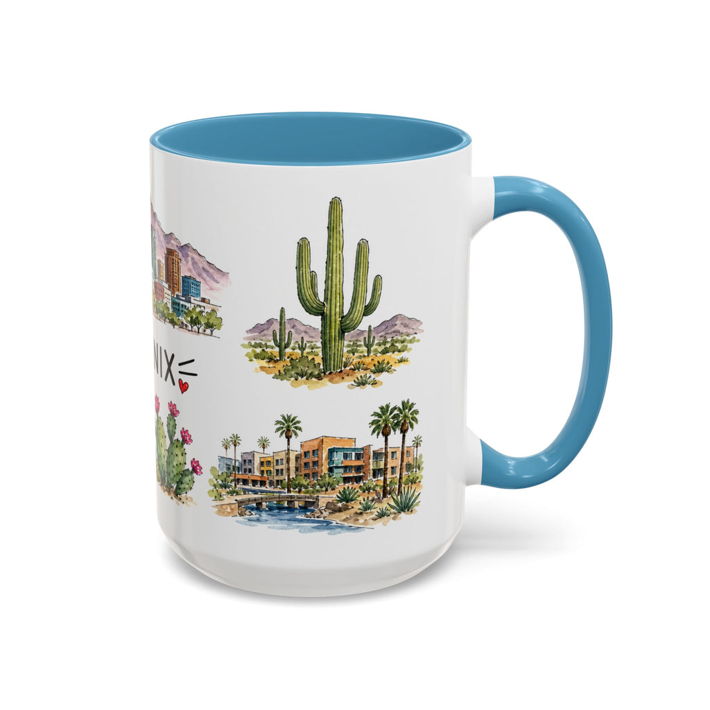 Phoenix Illustrated Travel Mug | City Souvenir Accent Coffee Mug | 11oz 15oz Ceramic Cup
