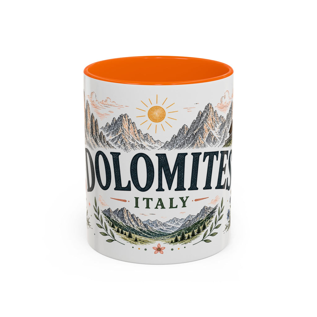 Dolomites Coffee Mug | Travel Destination Souvenir Gift | Accent Color Ceramic 11oz 15oz