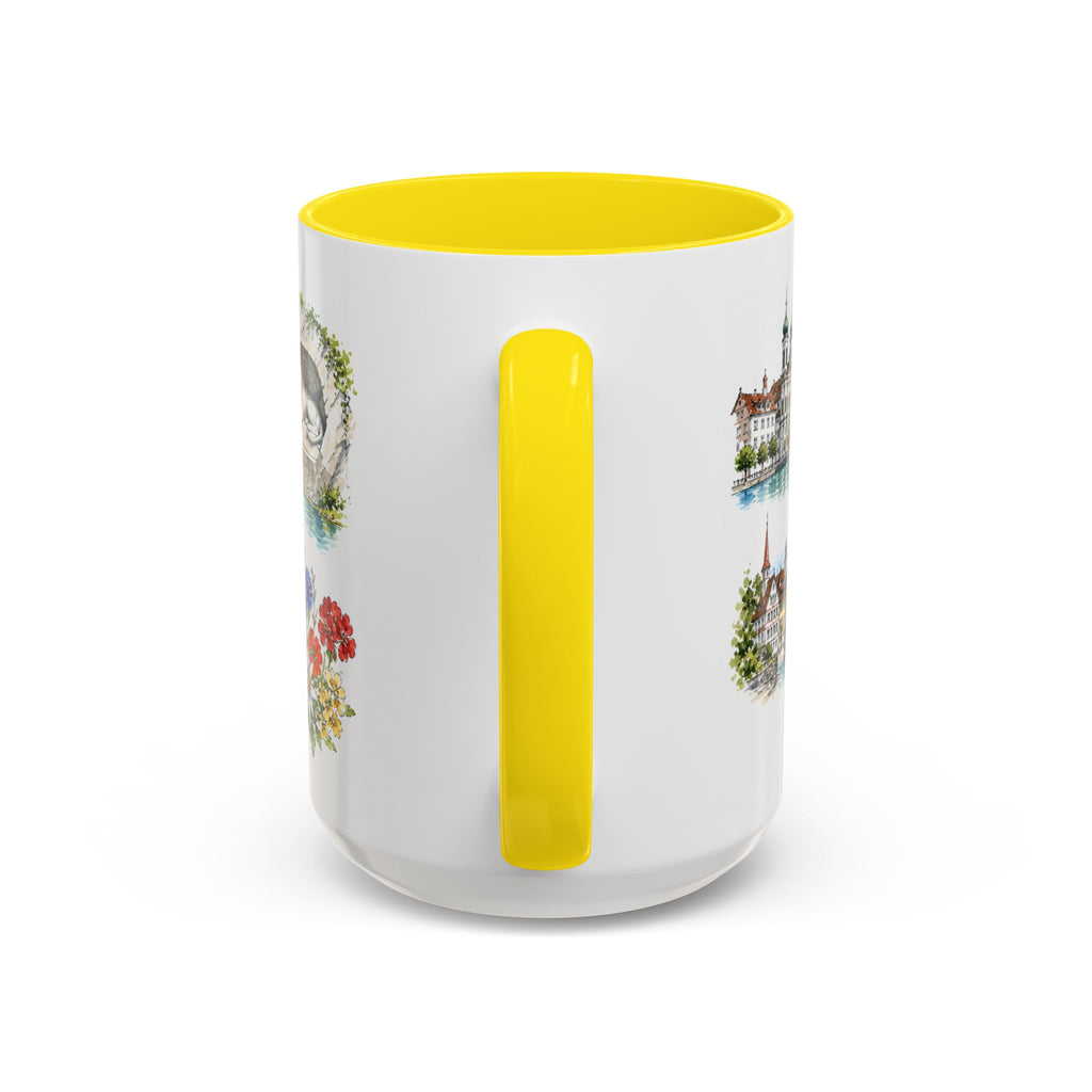 Lucerne Illustrated Travel Mug | City Souvenir Accent Coffee Mug | 11oz 15oz Ceramic Cup