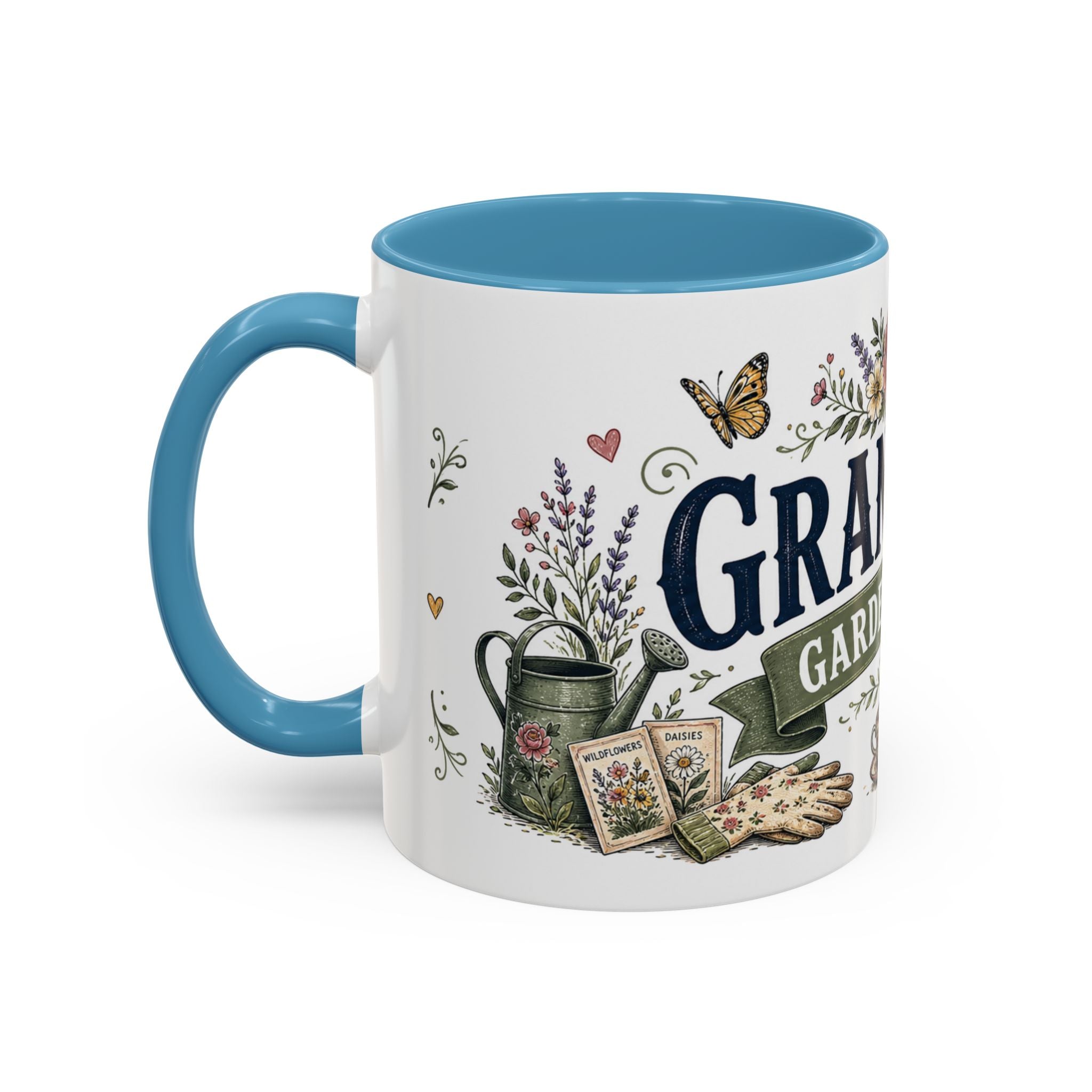 Grandma's Garden Of Love Coffee Mug | Gift From Grandkids | Accent Color Ceramic 11oz 15oz