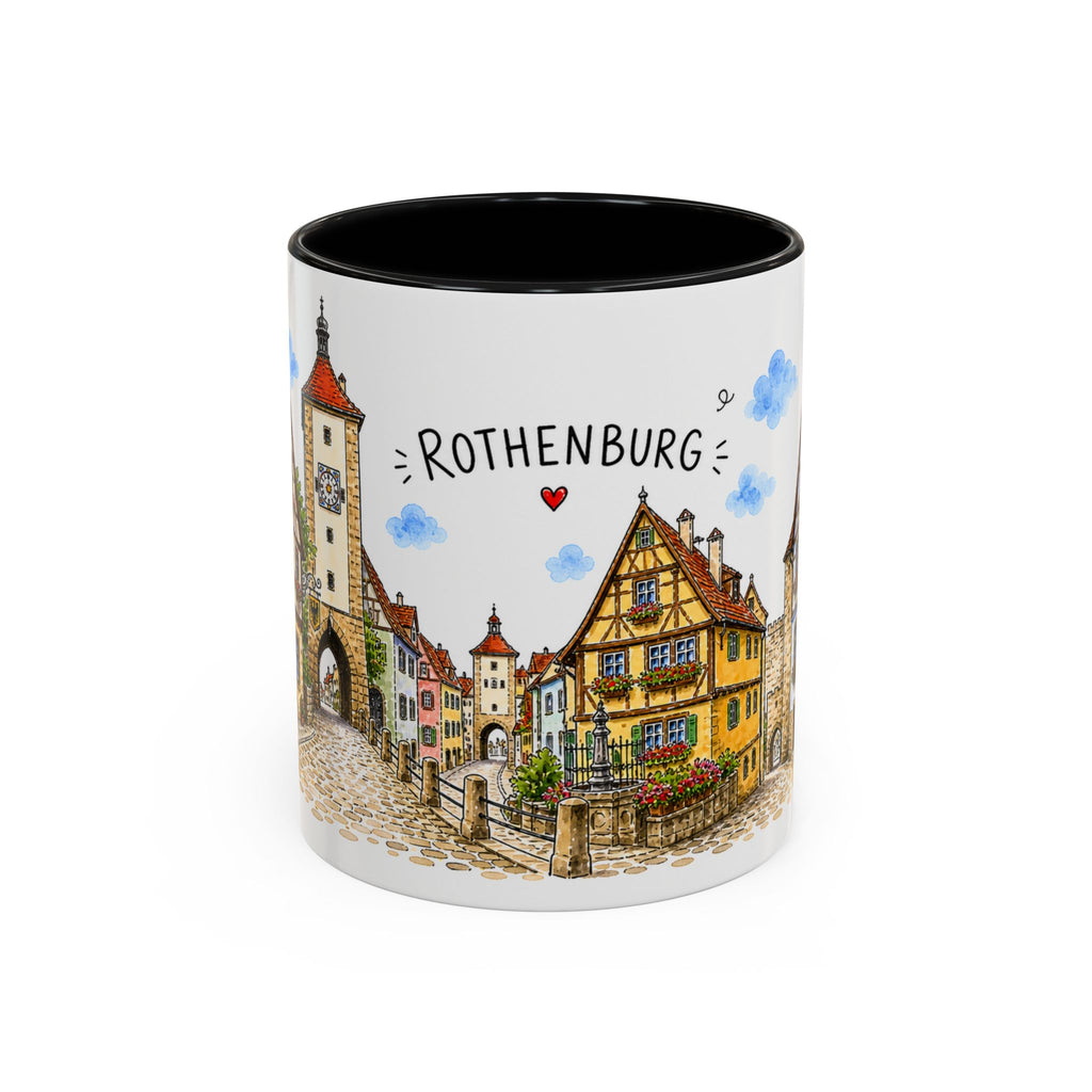Rothenburg Illustrated Travel Mug | Germany Souvenir Accent Coffee Mug | 11oz 15oz Ceramic Cup