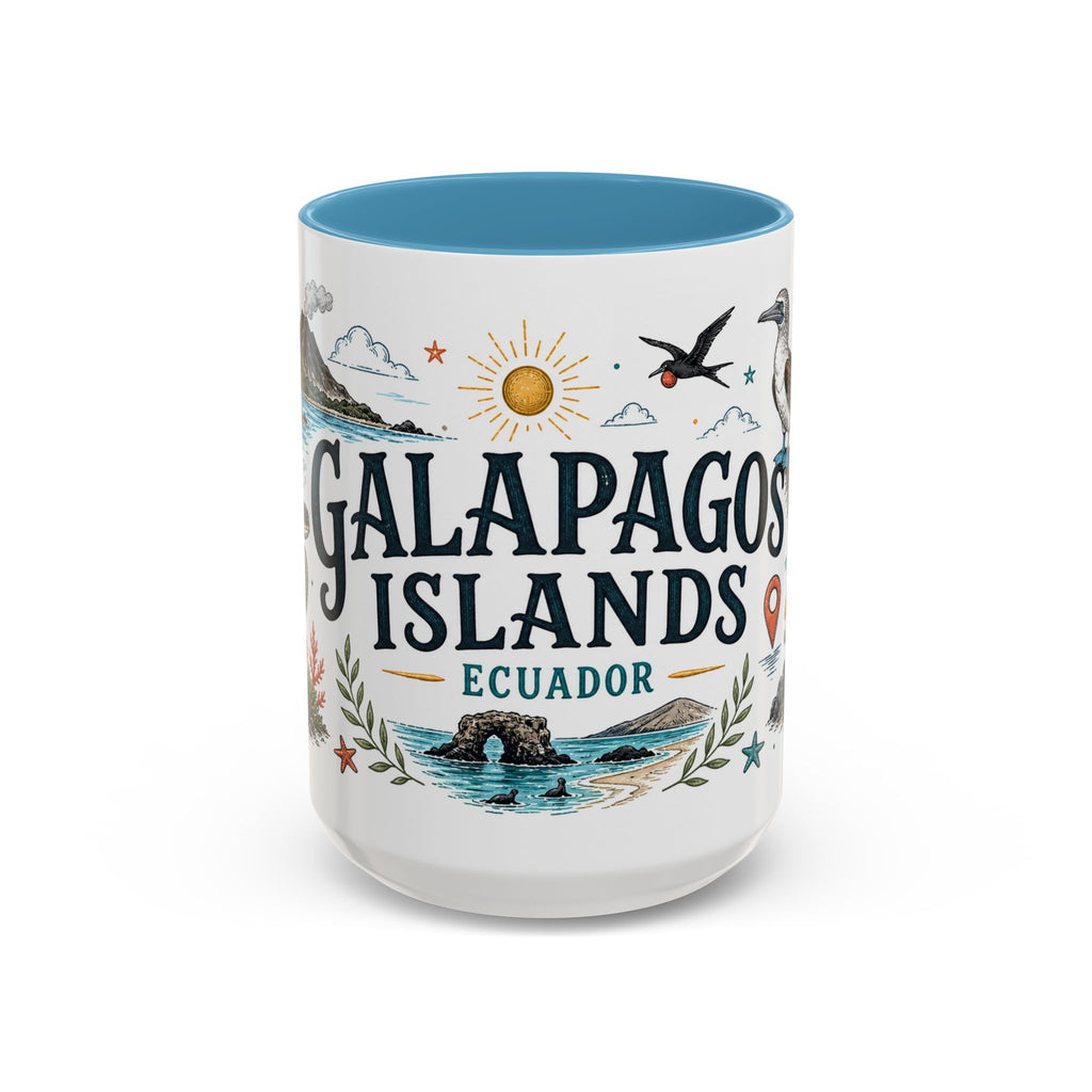 Galapagos Islands Coffee Mug | Travel Destination Souvenir Gift | Accent Color Ceramic 11oz 15oz