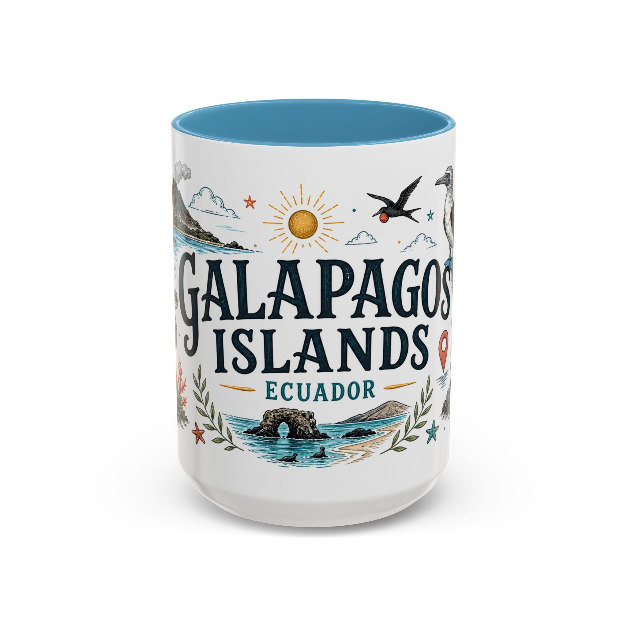 Galapagos Islands Coffee Mug | Travel Destination Souvenir Gift | Accent Color Ceramic 11oz 15oz