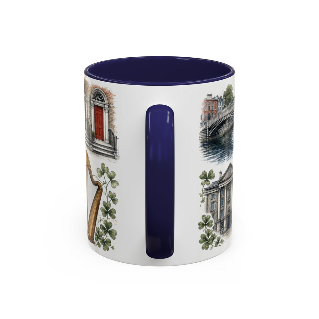 Dublin Coffee Mug | Ireland Travel Souvenir | Vintage Illustrated City Gift | 11 oz 15 oz Accent Mug