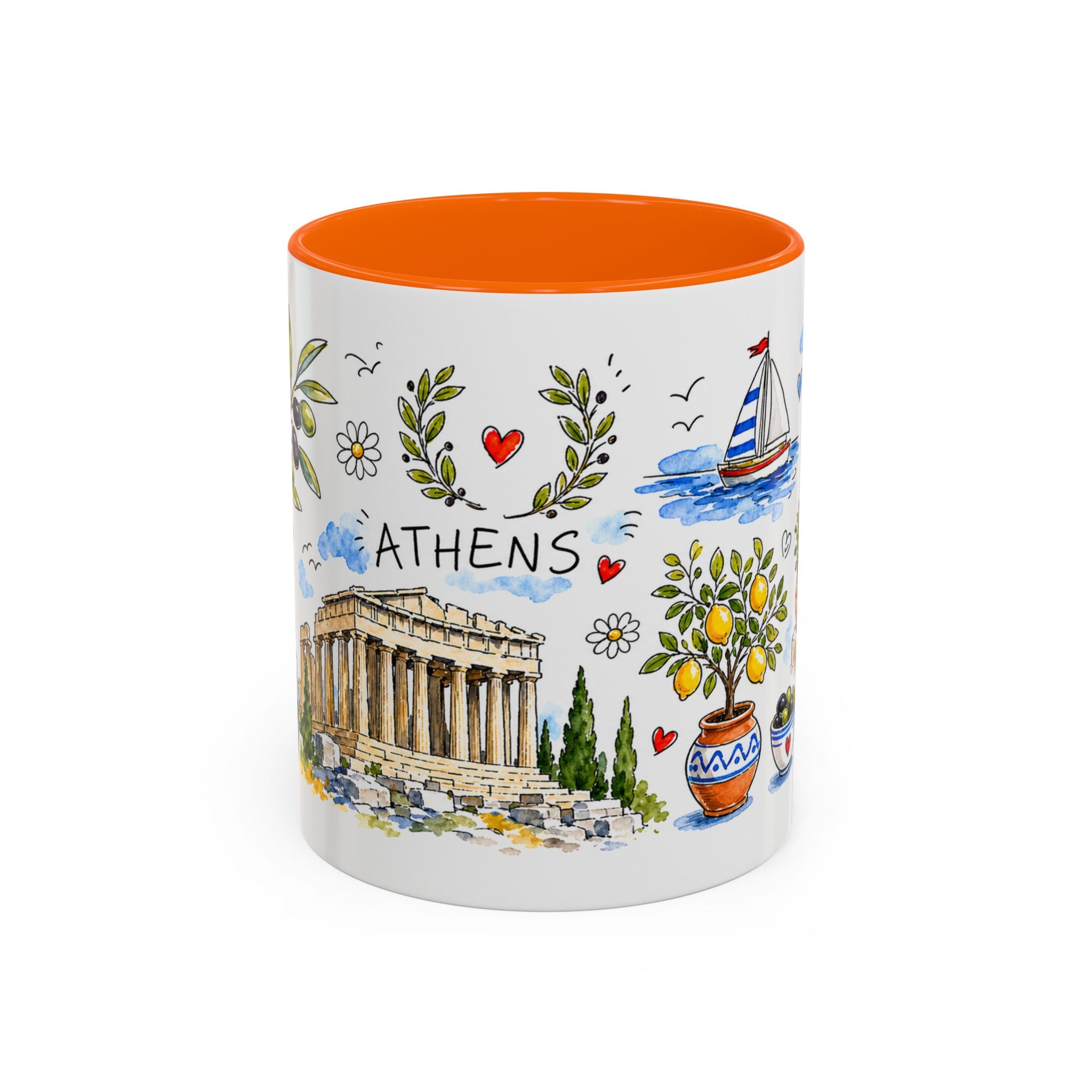 Athens Travel Mug | European City Souvenir Accent Coffee Mug | 11oz 15oz Ceramic Cup