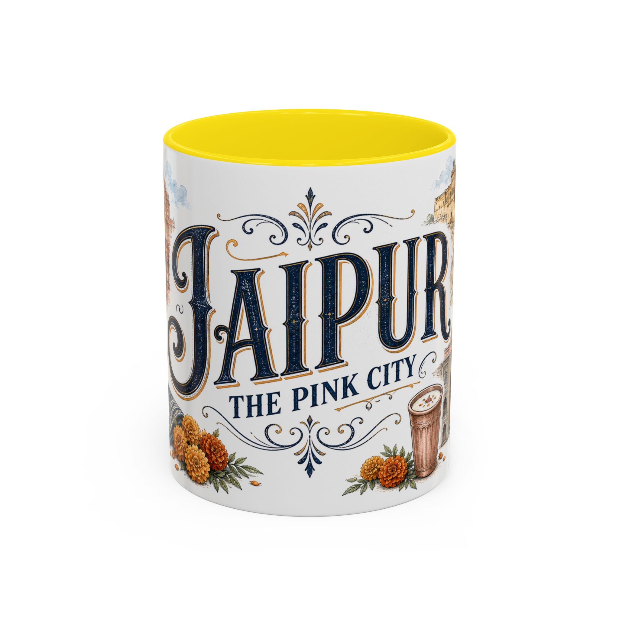 Jaipur Coffee Mug | India Travel Souvenir | Vintage Illustrated City Gift | 11 oz 15 oz Accent Mug