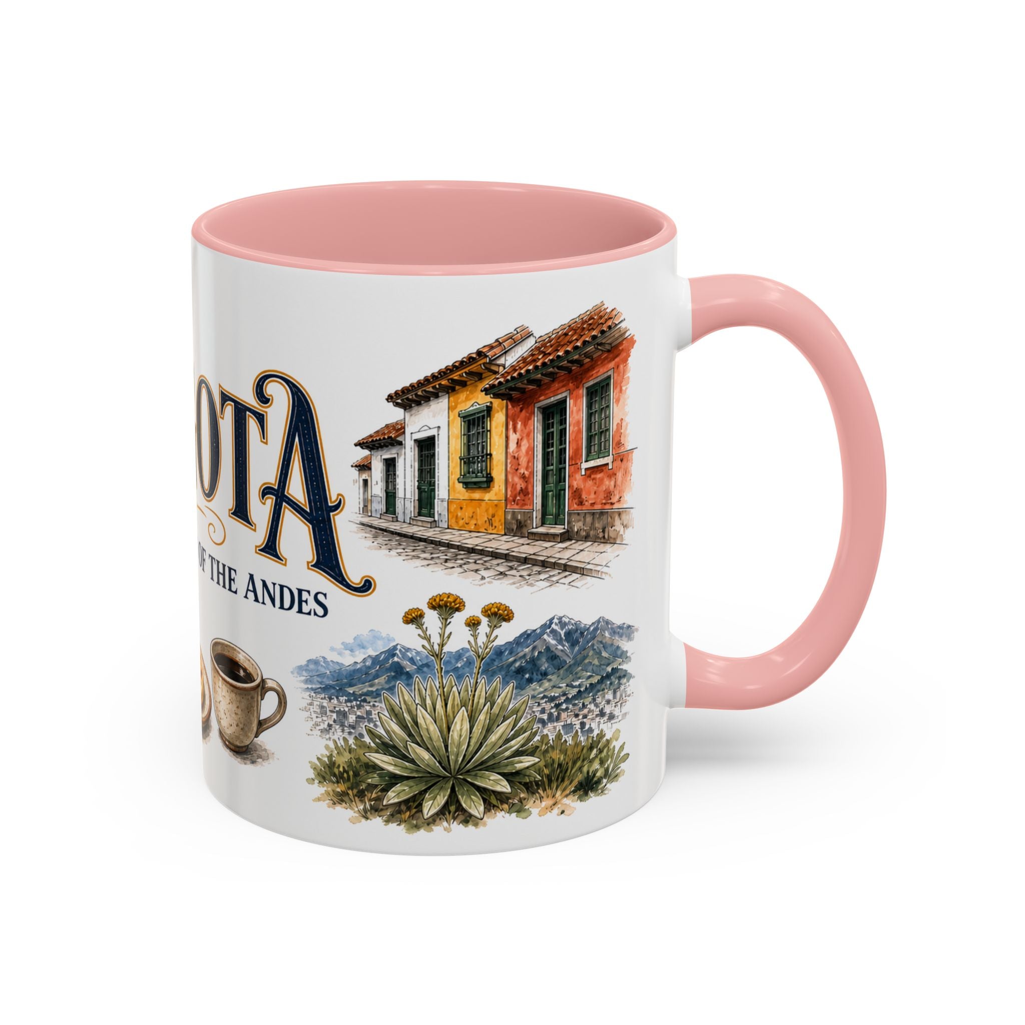 Bogota Coffee Mug | Colombia Travel Souvenir | Vintage Illustrated City Gift | 11 oz 15 oz Accent Mug
