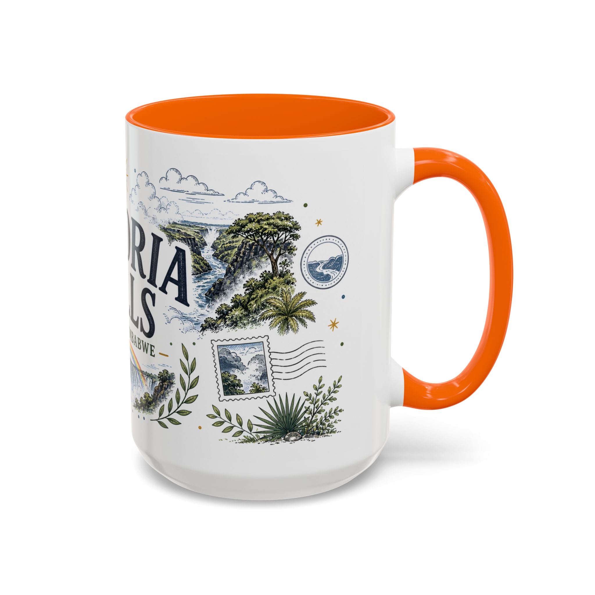 Victoria Falls Coffee Mug | Travel Destination Souvenir Gift | Accent Color Ceramic 11oz 15oz