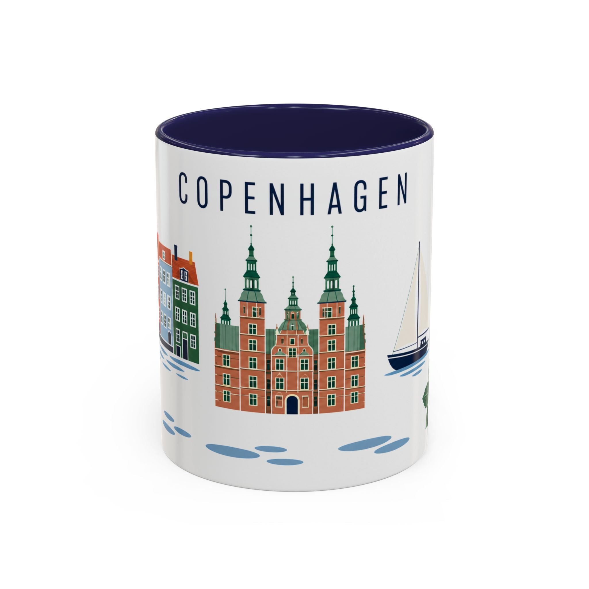 Copenhagen Coffee Mug | Denmark Travel Souvenir | Porcelain Decal City Gift | 11oz 15oz Accent Mug