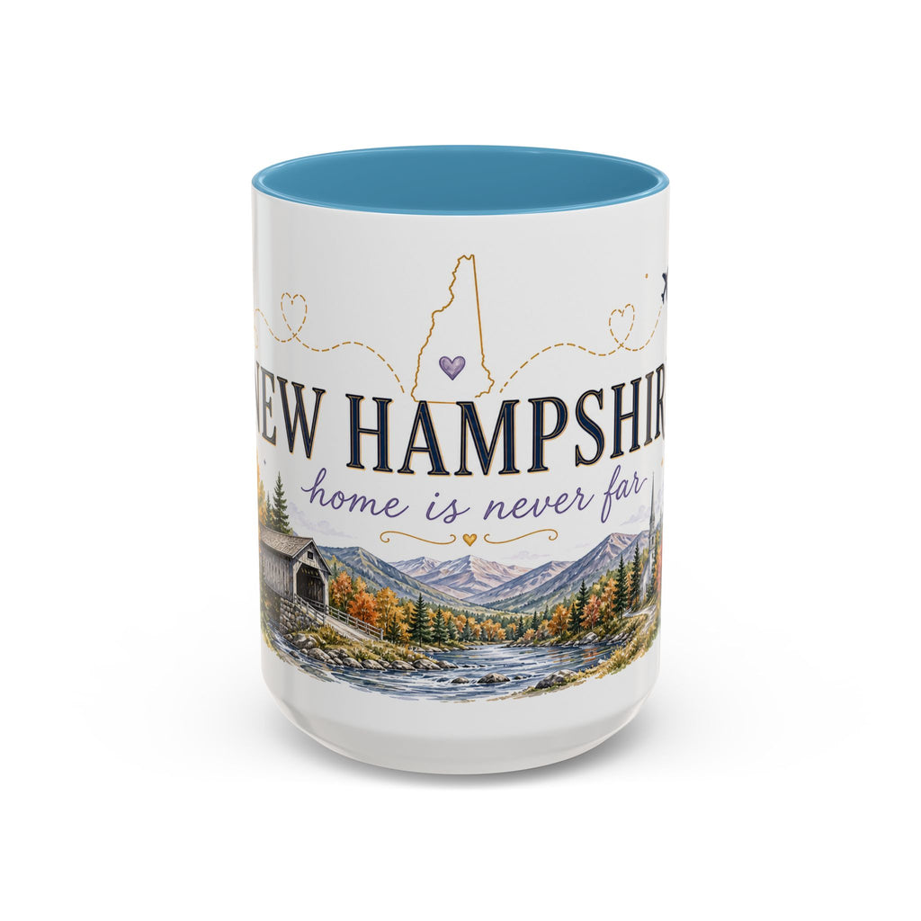 New Hampshire State Map Mug | Botanical Accents, Mountain Landscape Coffee Cup