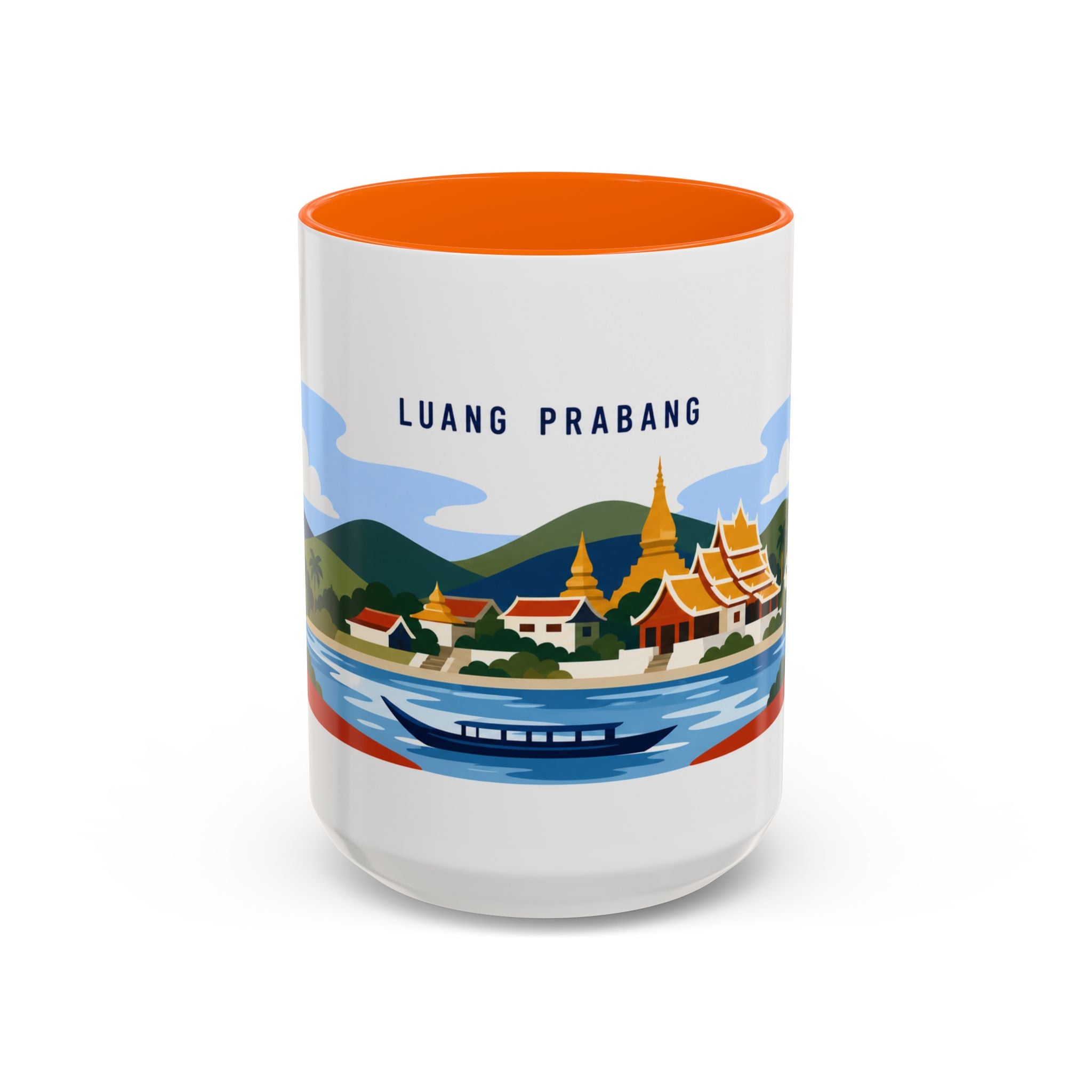 Luang Prabang Coffee Mug | Travel Destination Souvenir Gift | Accent Color Ceramic 11oz 15oz