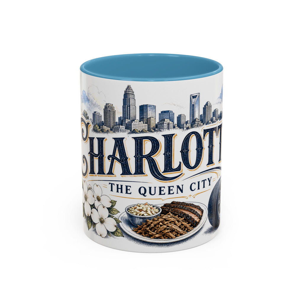Charlotte Coffee Mug | United States Travel Souvenir | Vintage Illustrated City Gift | 11 oz 15 oz Accent Mug