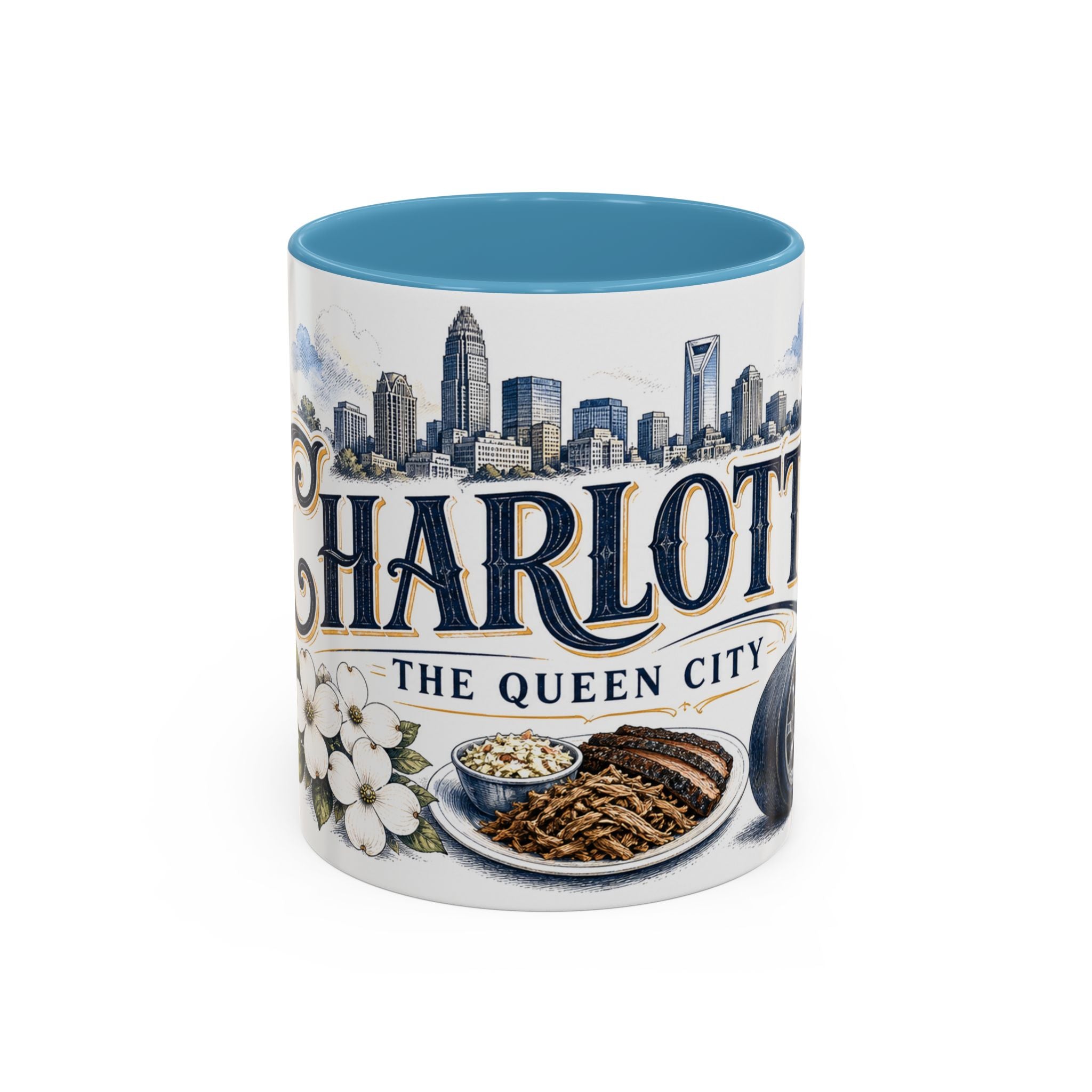 Charlotte Coffee Mug | United States Travel Souvenir | Vintage Illustrated City Gift | 11 oz 15 oz Accent Mug