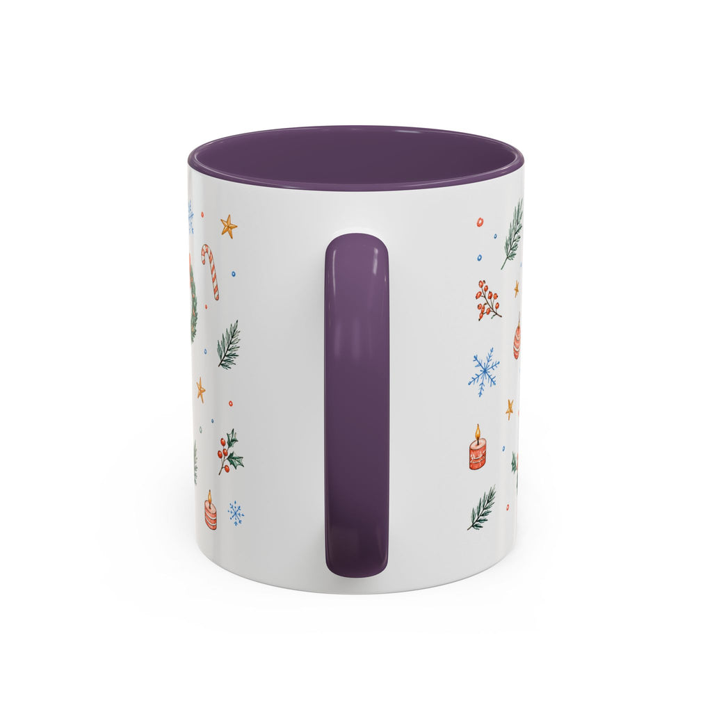 Christmas Mug | Watercolor Tree Gifts Wreath Holiday Cup | Accent Coffee Mug 11oz 15oz