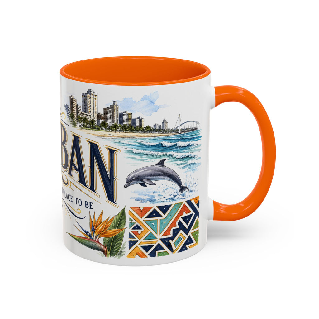 Durban Coffee Mug | South Africa Travel Souvenir | Vintage Illustrated City Gift | 11 oz 15 oz Accent Mug