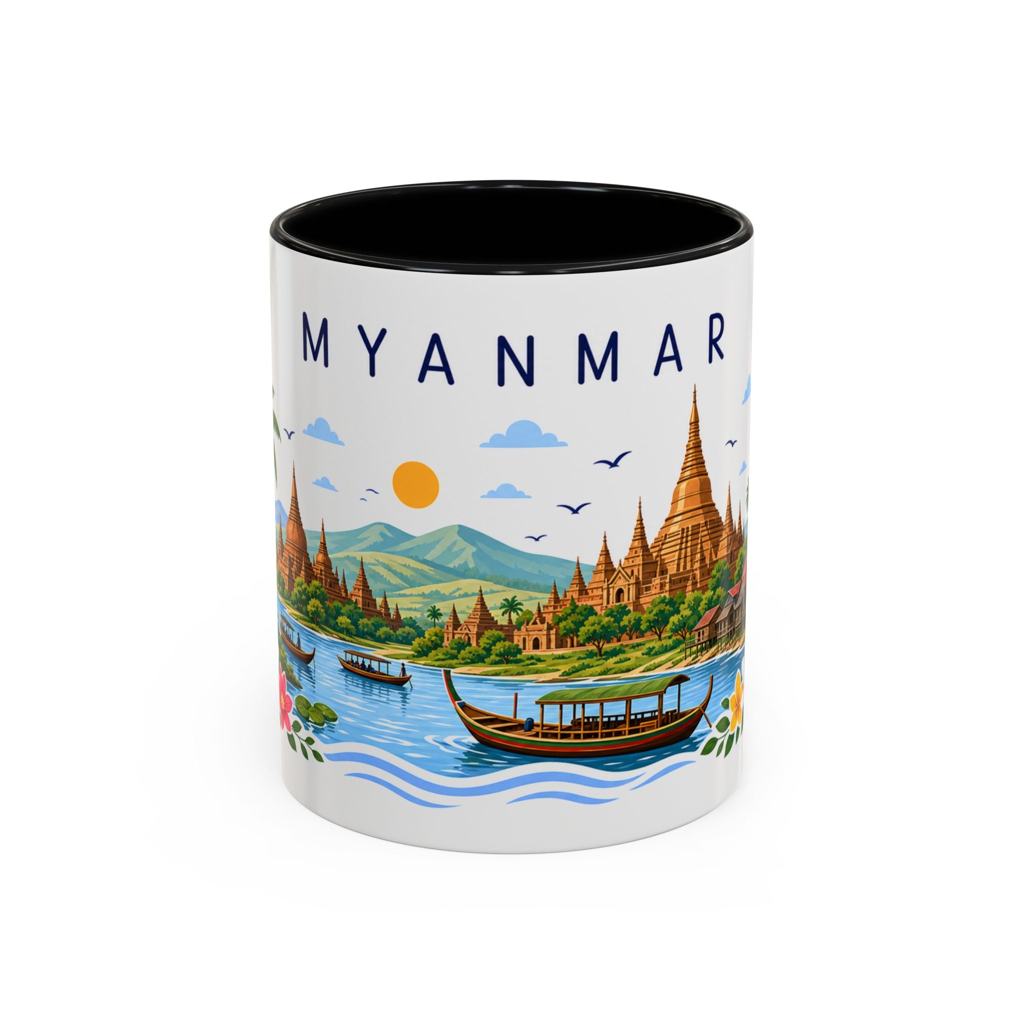 Myanmar Coffee Mug | Travel Souvenir Accent Mug | Place Gift Ceramic Cup 11oz 15oz