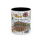 New Orleans Illustrated Travel Mug | City Souvenir Accent Coffee Mug | 11oz 15oz Ceramic Cup