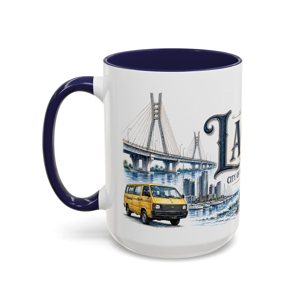 Lagos Coffee Mug | Nigeria Travel Souvenir | Vintage Illustrated City Gift | 11 oz 15 oz Accent Mug