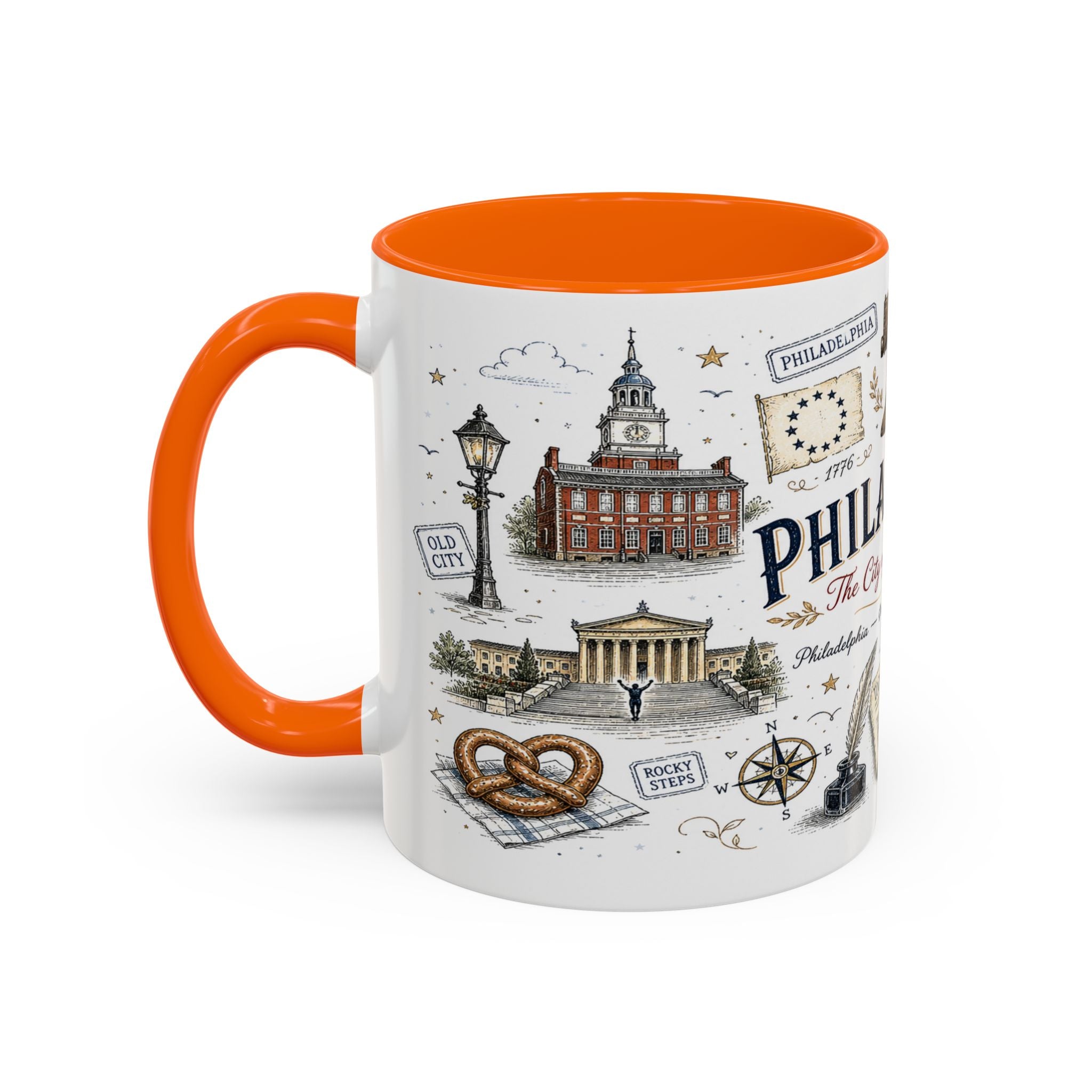 Philadelphia Coffee Mug | Pennsylvania Souvenir City Gift | Accent Color Ceramic 11oz 15oz