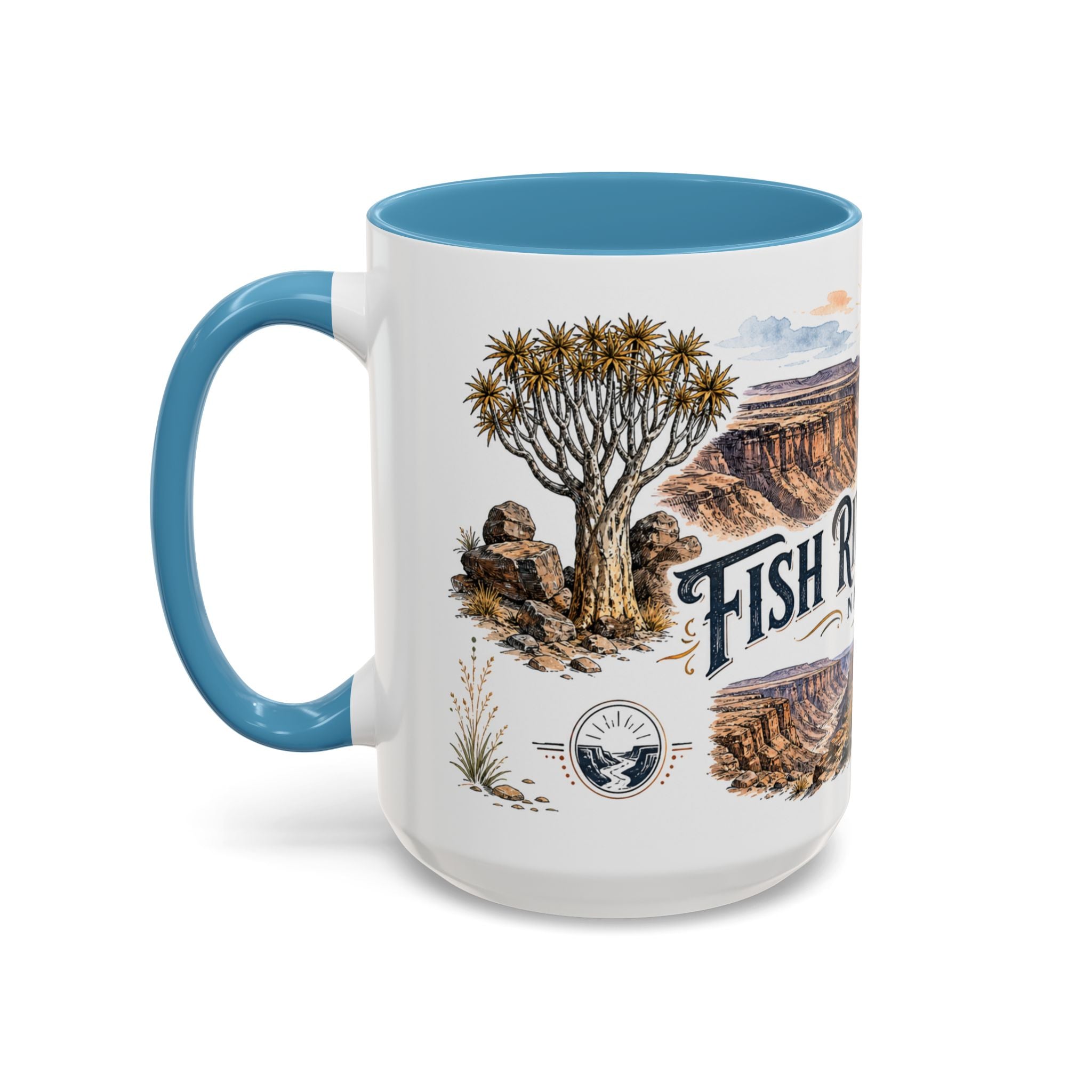 Fish River Canyon Mug, Namibia Travel Souvenir, Bucket List Gift, Accent Ceramic Coffee Mug 11oz 15oz