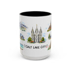 Salt Lake City Illustrated Travel Mug | City Souvenir Accent Coffee Mug | 11oz 15oz Ceramic Cup