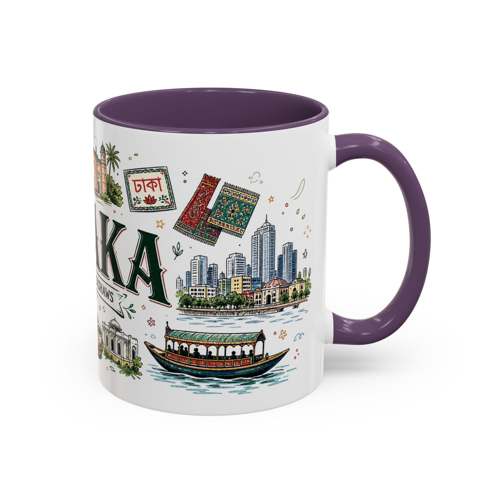 Dhaka Coffee Mug | Bangladesh Souvenir Travel Gift | Accent Color Ceramic 11oz 15oz
