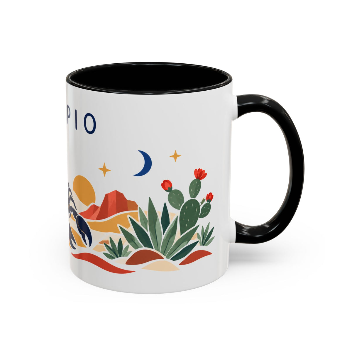 Scorpio Zodiac Coffee Mug | Scorpion and Desert Design | Astrology Birthday Gift | 11 oz 15 oz Ceramic Accent Mug