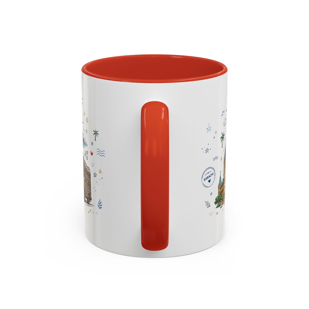 Karachi Coffee Mug | Pakistan Souvenir Travel Gift | Accent Color Ceramic 11oz 15oz
